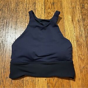 Lululemon Black and Navy High-Neck Sports Bra Top